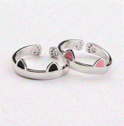 Black and White Cat Couple Rings