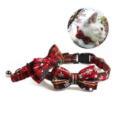 Red Striped Cat Bowtie Collar