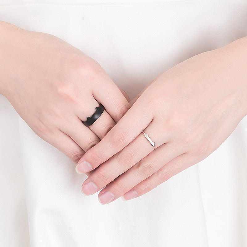 Black and White Cat Couple Rings